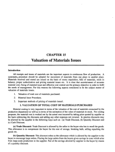 Chapter 15 Valuation of Materials Issues
