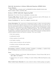 Math 340. Introduction to Ordinary Differential Equations (SPRING