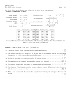 Practice Exam 3 & Key – Survey of Math (Barry McQuarrie)