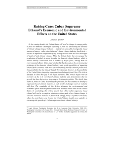 Raising Cane: Cuban Sugarcane Ethanol's Economic