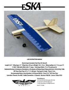 Electric Sport Aerobatic Park Flyer R/C Aircraft Length: 26.5“ • Wing