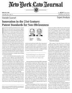 Innovation in the 21st Century: Patent Standards for Non