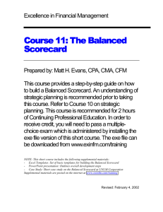 The Balanced Scorecard - Excellence in Financial Management