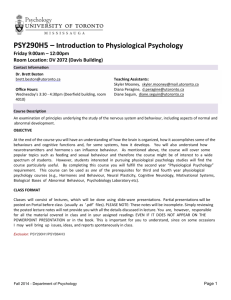 PSY290H5 – Introduction to Physiological Psychology
