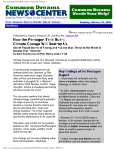 Now the Pentagon Tells Bush: Climate Change Will Destroy Us
