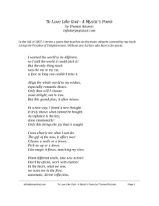 To Love Like God - A Mystic's Poem