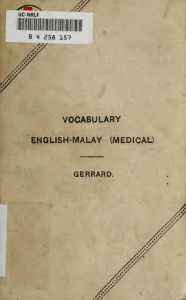 A vocabulary of Malay medical terms