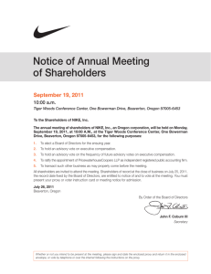 Notice of Annual Meeting of Shareholders - Investors