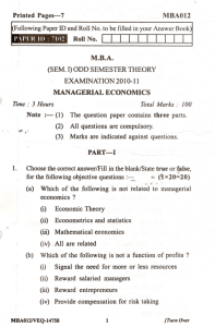 MBA-012 Managerial Economics