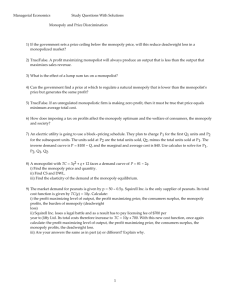 Managerial Economics Study Questions With Solutions Monopoly