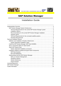 Technical Requirements for the central SAP Solution