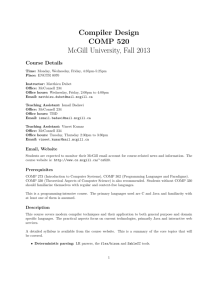 Compiler Design COMP 520 McGill University, Fall 2013