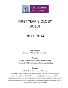 first year biology bo101 2013–2014 - National University of Ireland