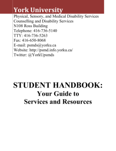Student handbook - Physical, Sensory & Medical Disability Services