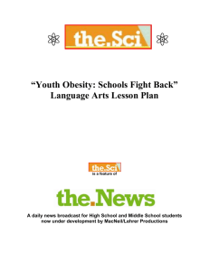“Youth Obesity: Schools Fight Back” Language Arts Lesson Plan