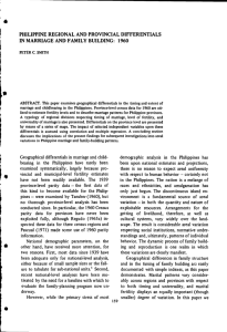 philippine regional and provincial differentials in marriage and