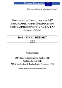 programmes esprit iv, acts, tap d10 – final report