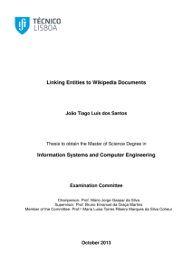 Linking Entities to Wikipedia Documents Information Systems and