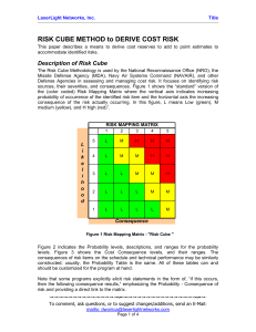 RISK CUBE METHOD to DERIVE COST RISK