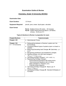 Examination Outline & Review Chemistry, Grade 12 University