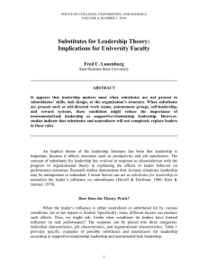 Substitutes for Leadership Theory: Implications for University