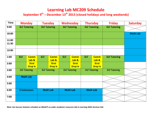 Learning Lab MC209 Schedule September 9