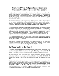 The Law of Void Judgments and Decisions Supreme Court
