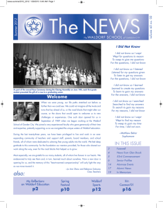 in this issue - The Waldorf School of Garden City
