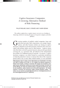 Captive Insurance Companies: a Growing alternative method of risk