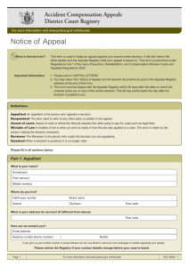 Notice of appeal form