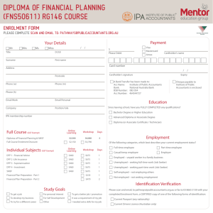 DIPLOMA OF FINANCIAL PLANNINg (FNS50611) Rg146 COuRSE