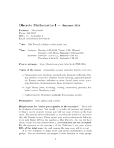 Discrete Mathematics I — Summer 2014