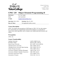 CPSC 129 Object Oriented Programming II