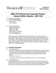 MOS 3311A Advanced Corporate Finance Course Outline: Section