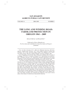 the long and winding road: farmland protection in oregon 1961 – 2009