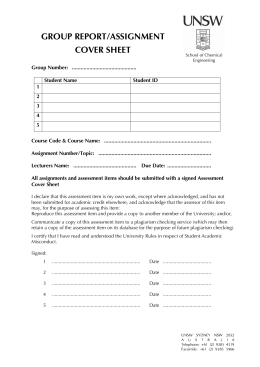 usyd business assignment cover sheet