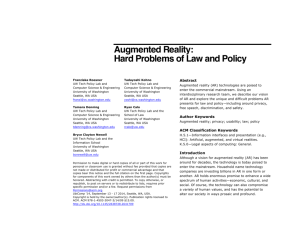 Augmented Reality: Hard Problems of Law and Policy