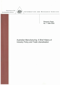 Australian Manufacturing: A Brief History of Industry Policy and