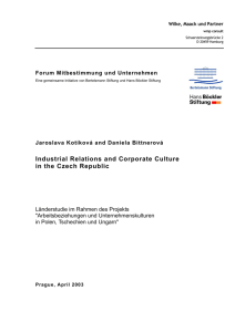 Industrial Relations and Corporate Culture in the Czech Republic
