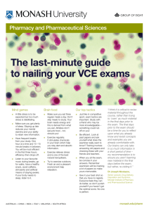 VCE Exam Tips - John Monash Science School JMSS