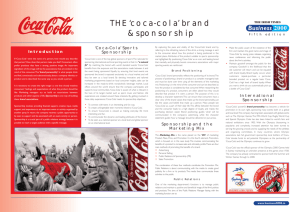 THE 'coca-cola' brand & sponsorship