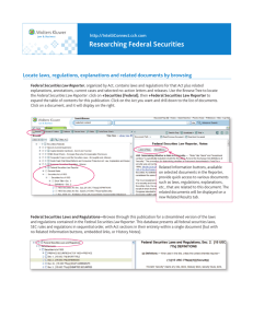 Researching Federal Securities - Wolters Kluwer Law & Business