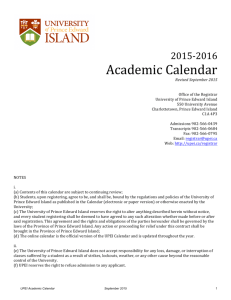 Academic Calendar - University of Prince Edward Island