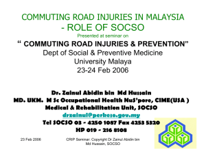 role of socso - The Department of Social and Preventive Medicine