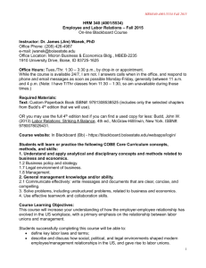 HRM 340 (4001/5534) Employee and Labor Relations – Fall 2015