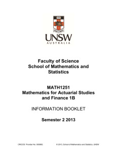 Faculty of Science School of Mathematics and Statistics MATH1251