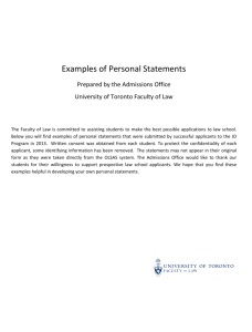 Examples of Personal Statements - University of Toronto Faculty of