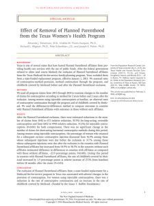 Effect of Removal of Planned Parenthood from the