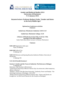 Gender and Medieval Studies 2014 University of Winchester 911