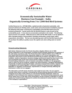 Economically Sustainable Water Business Case